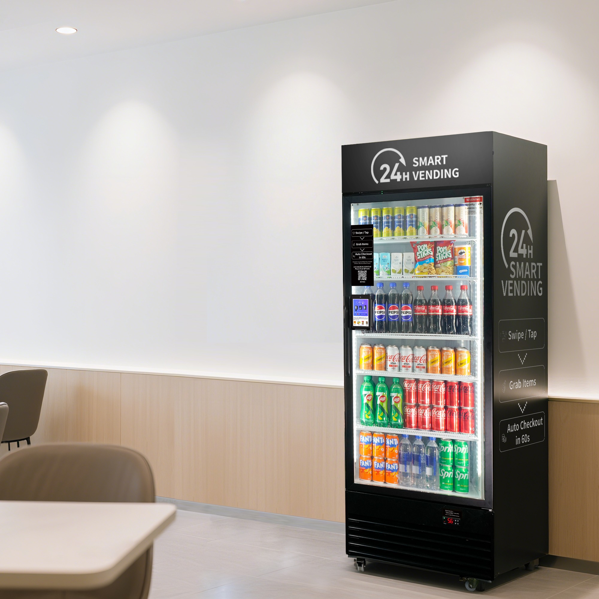 Smart cooler installed in a shared lounge